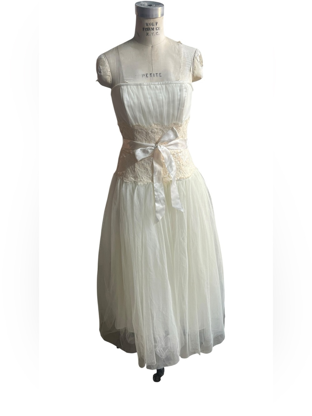 Jessica McClintock 10 vintage cream strapless lace dress
